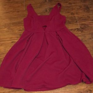 Maroon dress with sternum cutout